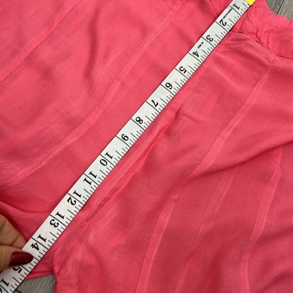 Wide leg pants pink high rise adjustable waist palazzo lightweight full length - Picture 8 of 13